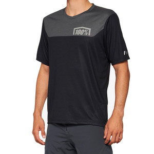 100% Airmatic Riding Jersey - Black/Charcoal (2024) - front